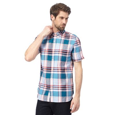 Multi-coloured checked linen blend shirt
